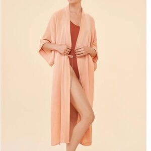 Powder ORGANIC COTTON RETREAT GOWN IN CORAL Limited Edition Beach Coverup Robe